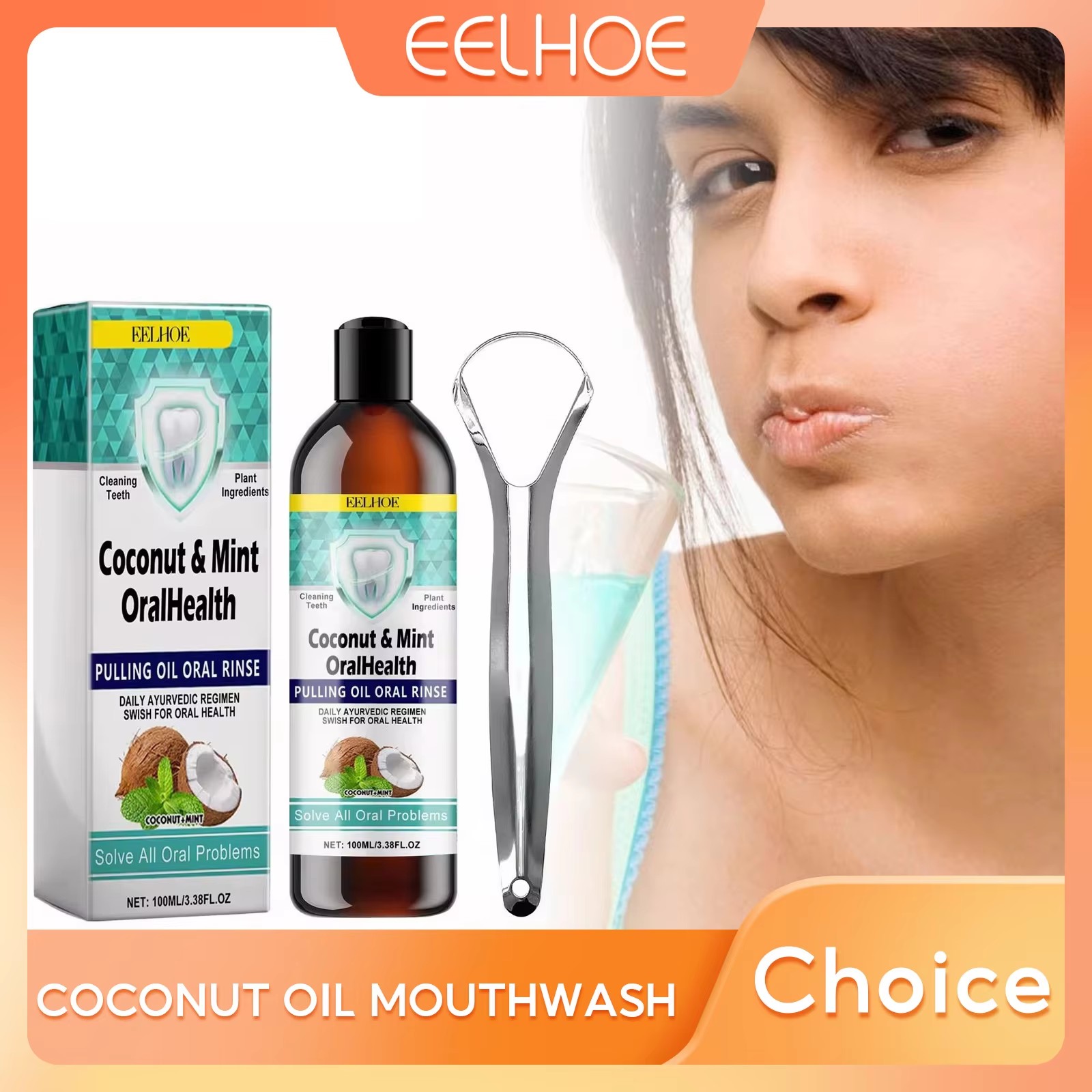 Teeth Whitening Oil Pulling - EELHOE النعناع زيت جوز الهند سحب