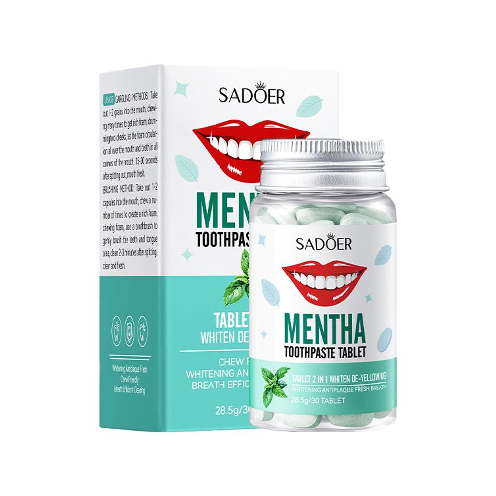Teeth Whitening Charcoal - أقراص معجون الأسنان الصلبة بالنعناع نكهات