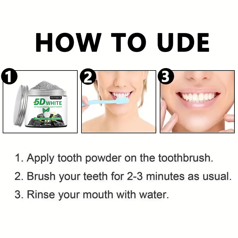 مسحوق أسنان YUlTlKUE 5D بالفحم - مراجعة Teeth Whitening Charcoal وسعره