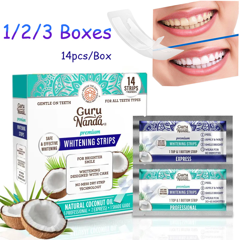 14 قطعة/علبة شرائط تبييض الأسن - مراجعة Teeth Whitening Oil Pulling وسعره