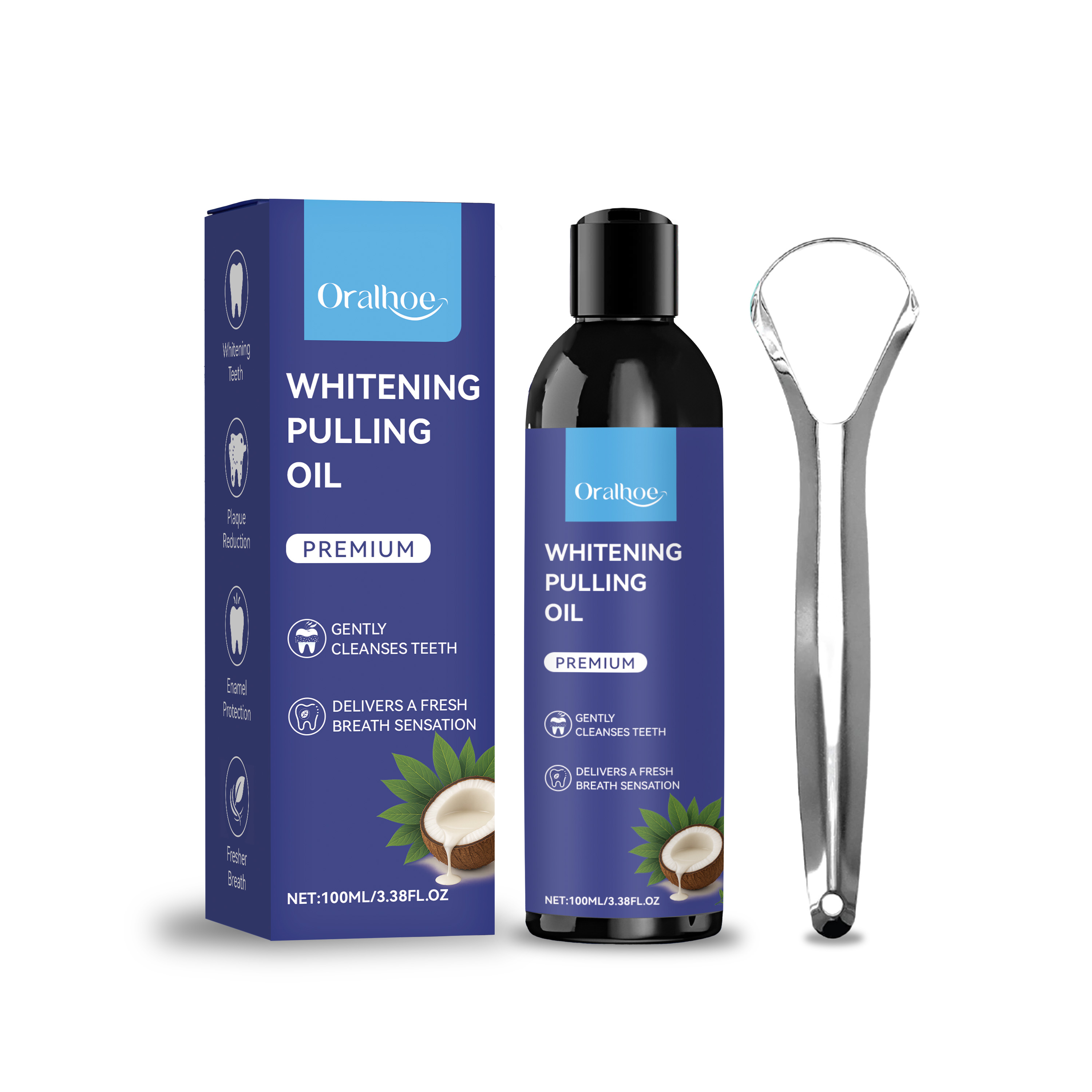 زيت سحب جوز الهند مع مكشطة الل - مراجعة Teeth Whitening Oil Pulling وسعره