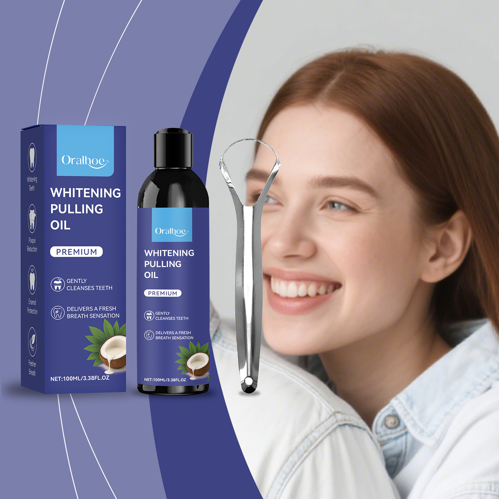 زيت سحب جوز الهند مع مكشطة الل - مراجعة Teeth Whitening Oil Pulling وسعره