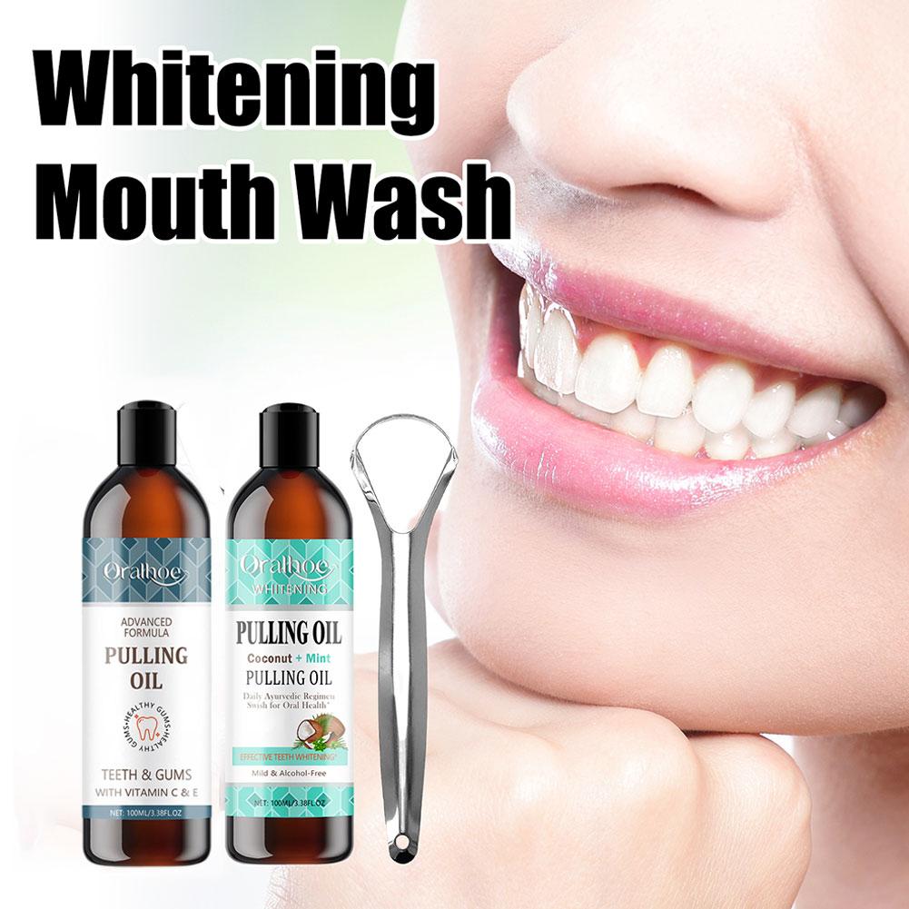 جوز الهند النعناع سحب النفط غس - مراجعة Teeth Whitening Oil Pulling وسعره