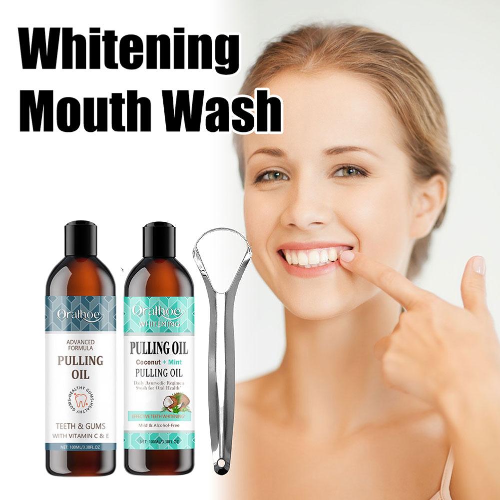 جوز الهند النعناع سحب النفط غس - مراجعة Teeth Whitening Oil Pulling وسعره
