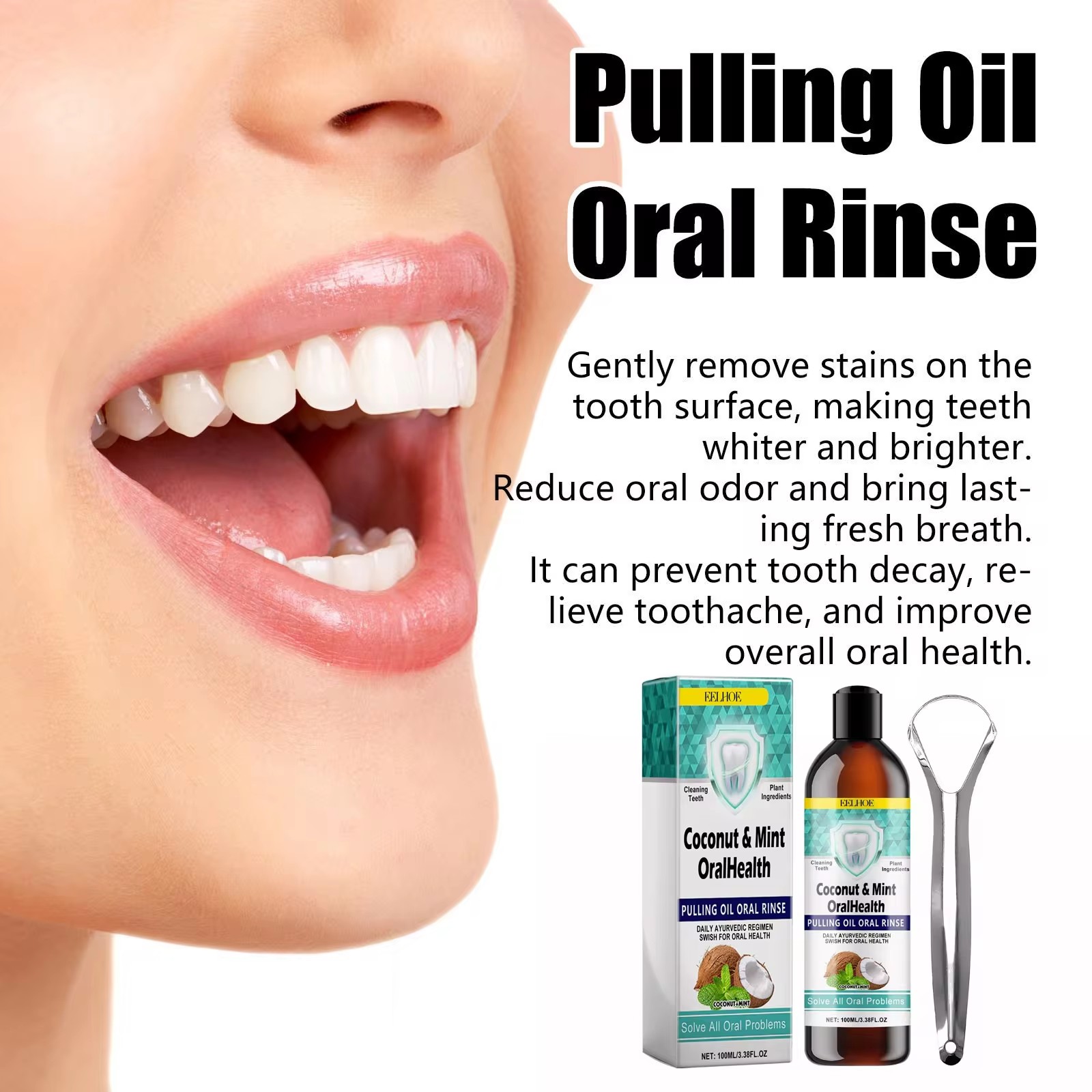 EELHOE النعناع زيت جوز الهند س - مراجعة Teeth Whitening Oil Pulling وسعره