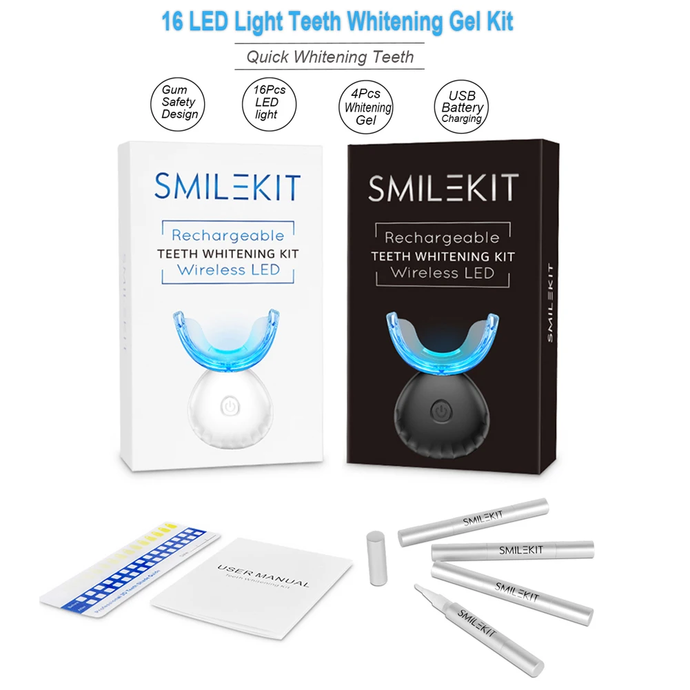طقم تبييض الأسنان صغير 16 LED  - مراجعة Teeth Whitening Blue Light وسعره