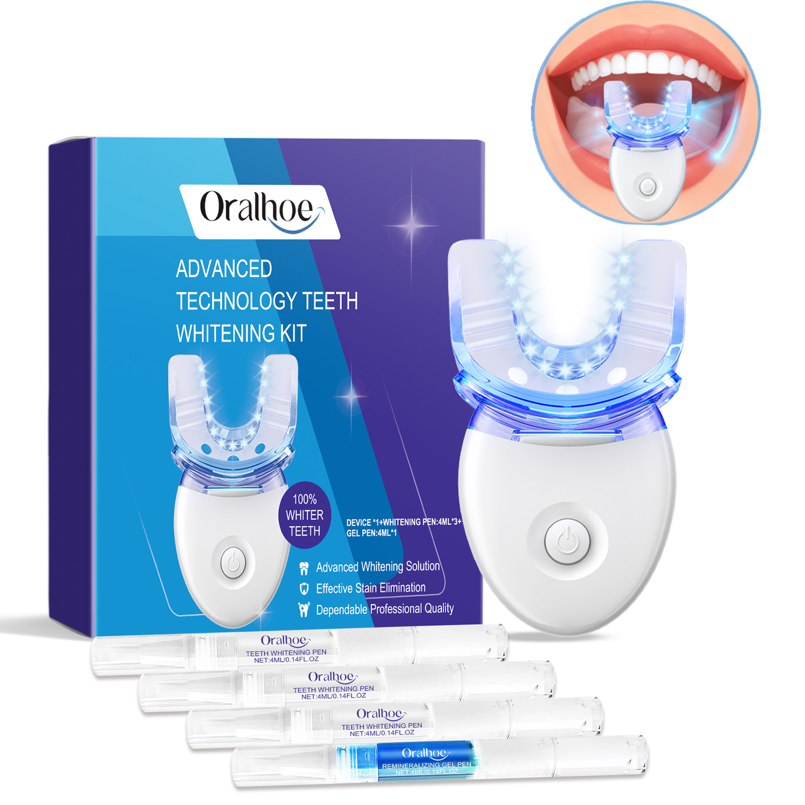 طقم إضاءة LED لتبييض الأسنان ا - مراجعة Teeth Whitening Blue Light وسعره